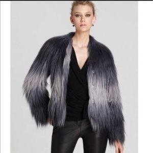 Rachel Zoe Brooklyn  Blue Gray Faux Fur Jacket